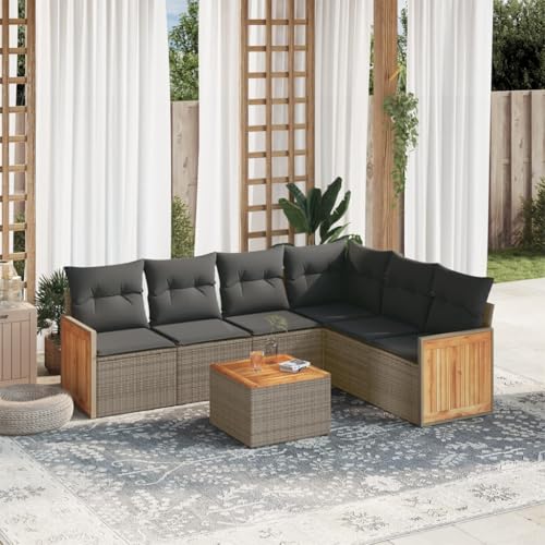 Adjustable Garden Bench with Cushion Gray Poly Rattan Outdoor Furniture Patio Lounge Chair for Balcony Backyard Relaxation Comfortable Seating von FUDUGEHMIOFWFJJ