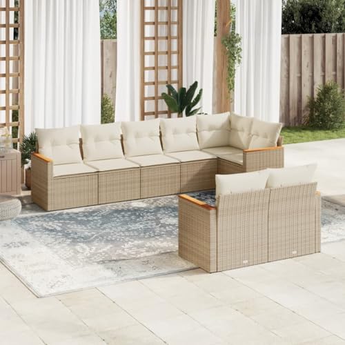 Double Sun Lounger with Canopy and Cushions Beige Poly Rattan Outdoor Daybed for Poolside Garden Patio Relaxation Comfortable Durable von FUDUGEHMIOFWFJJ