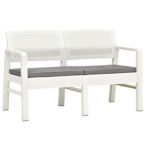 FUDUGEHMIOFWFJJ 120 cm 2-Seater Garden Bench with Cushion Solid Wood Eucalyptus Outdoor Patio Furniture for Balcony Terrace Backyard Relaxation Durable Weatherproof von FUDUGEHMIOFWFJJ