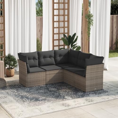 FUDUGEHMIOFWFJJ 2-Piece Adjustable Garden Chair Set with Footrest, Light Gray Poly Rattan Outdoor Lounge Furniture for Patio, Balcony, Poolside Relaxation von FUDUGEHMIOFWFJJ