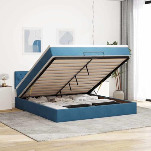 FUDUGEHMIOFWFJJ Bed Bette Bed frameOttoman-Bett mit Matratzen & LEDs Dunkelgrau 180x200 cm SamtGeeignet für Schlafzimmer von FUDUGEHMIOFWFJJ