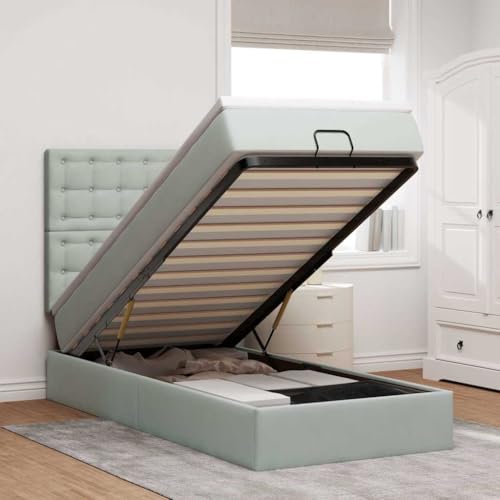 FUDUGEHMIOFWFJJ Bed Frame Bett Metall holzbett futonbettOttoman-Bett mit Matratzen & LEDs Schwarz 200x200 cm StoffGeeignet für Schlafzimmer FUDUGEHMIOFWFJJ Bed Frame Bett Metall holzbett futonbettOttoman-Bett mit Matratzen & LEDs Schwarz 200x200 cm StoffGeeignet für Schlafzimmer von FUDUGEHMIOFWFJJ
