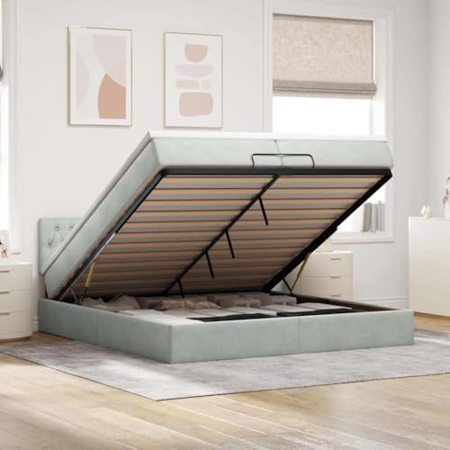 FUDUGEHMIOFWFJJ Bed Frame Bette betten, bettrahmen & lattenroste klappbett Ottoman-Bett mit Matratzen & LEDs Dunkelbraun 180x200 cm StoffGeeignet für Schlafzimmer von FUDUGEHMIOFWFJJ