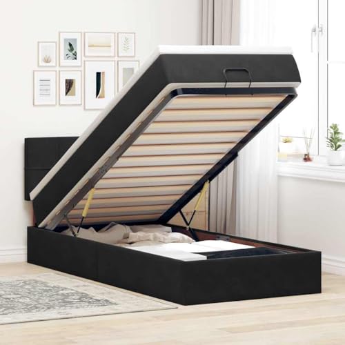 FUDUGEHMIOFWFJJ Bed Frame Bette futonbett bettgestell Ottoman-Bett mit Matratze Schwarz 80x200 cm KunstlederGeeignet für Schlafzimmer von FUDUGEHMIOFWFJJ