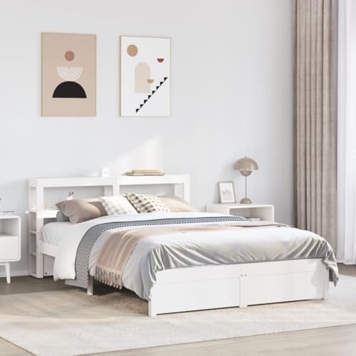 FUDUGEHMIOFWFJJ Bed futonbett Bed Frame klappbett Bettgestell mit Kopfteil ohne Matratze Weiß 160x200 cmGeeignet für Schlafzimmer von FUDUGEHMIOFWFJJ