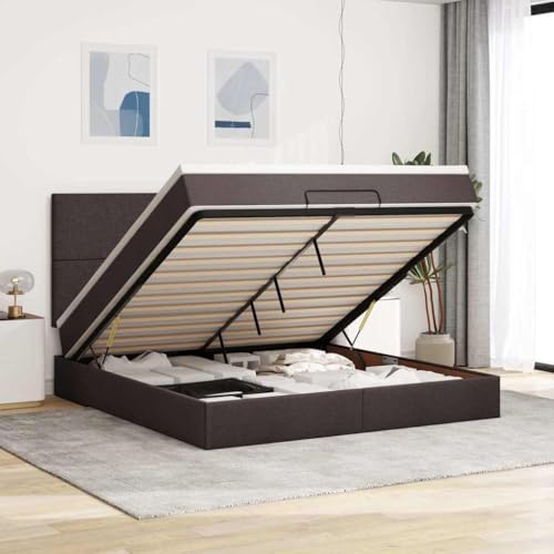 FUDUGEHMIOFWFJJ Bett futonbett bettgestell betteOttoman-Bett mit Matratzen Blau 200x200 cm StoffGeeignet für Schlafzimmer von FUDUGEHMIOFWFJJ
