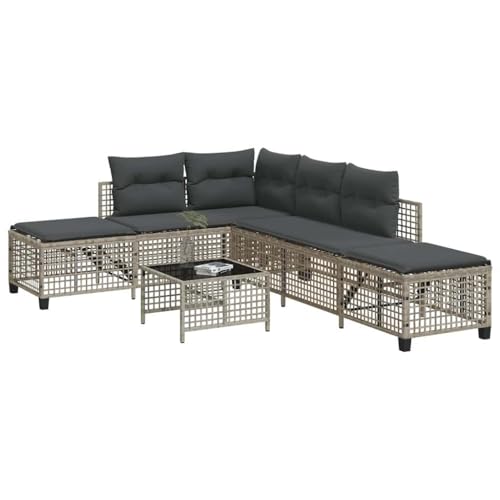 FUDUGEHMIOFWFJJ Double Sun Lounger with Cushions Gray Poly Rattan Outdoor Furniture for Patio Garden Poolside Comfortable Relaxation Bed von FUDUGEHMIOFWFJJ