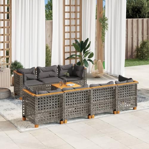 FUDUGEHMIOFWFJJ Garden Bench with Cushion 116x62.5x74 cm Gray Poly Rattan Outdoor Furniture Set for Patio, Balcony, Backyard - Weatherproof & Comfortable Seating von FUDUGEHMIOFWFJJ