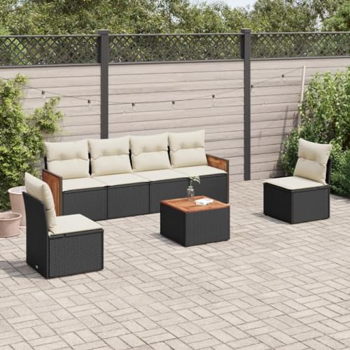 FUDUGEHMIOFWFJJ Garden Bench with Cushion Gray Poly Rattan Outdoor Furniture Set Patio Lounger Comfortable Seating for Balcony Terrace Modern Design Weather-Resistant von FUDUGEHMIOFWFJJ
