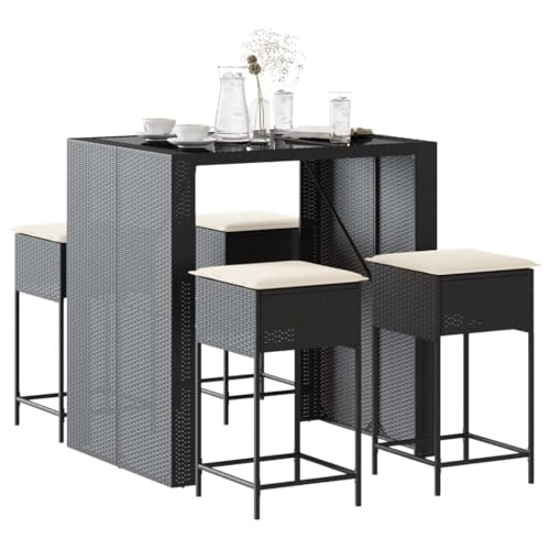 FUDUGEHMIOFWFJJ Gartenbank 3-Sitzer Outdoor Grau Poly Rattan mit Kissen, Wetterfestes Gartenmöbel Set für Terrasse Garten Balkon, Bequeme Loungebank mit Polster von FUDUGEHMIOFWFJJ