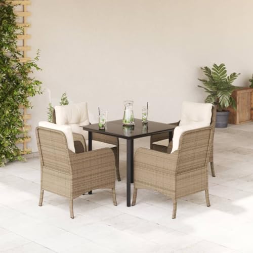 FUDUGEHMIOFWFJJ Gartenbank Verstellbar Outdoor mit Beige Kissen, Poly Rattan Lounge Sofa für Garten Balkon Terrasse, 3-Sitzer Relax Liege mit Verstellbarer Rückenlehne, Wetterfest & Bequem von FUDUGEHMIOFWFJJ