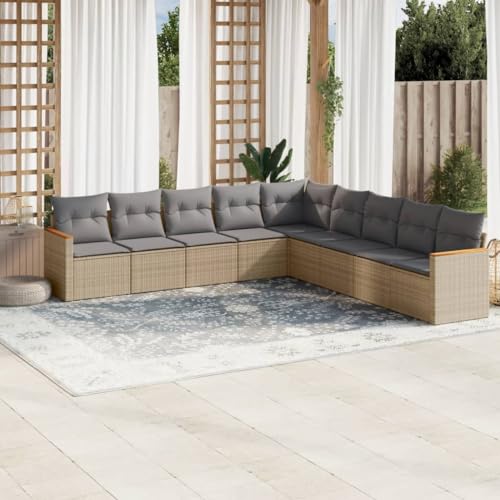 FUDUGEHMIOFWFJJ Gartenbank Verstellbar mit Kissen Schwarz Poly Rattan Outdoor Lounger Relax Liege Lounge Sitzbank Gartenmöbel Set für Terrasse Balkon Garten von FUDUGEHMIOFWFJJ