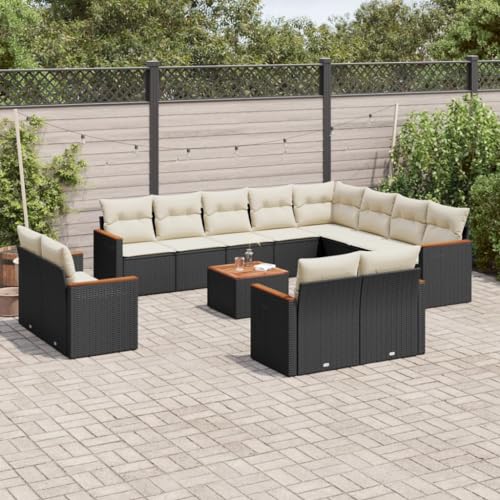 FUDUGEHMIOFWFJJ Gartenbank mit Kissen Beige Poly Rattan Outdoor Gartenmöbel Set 2-Sitzer mit Polster Garten Lounge Relax Sitzbank für Terrasse Balkon Garten von FUDUGEHMIOFWFJJ