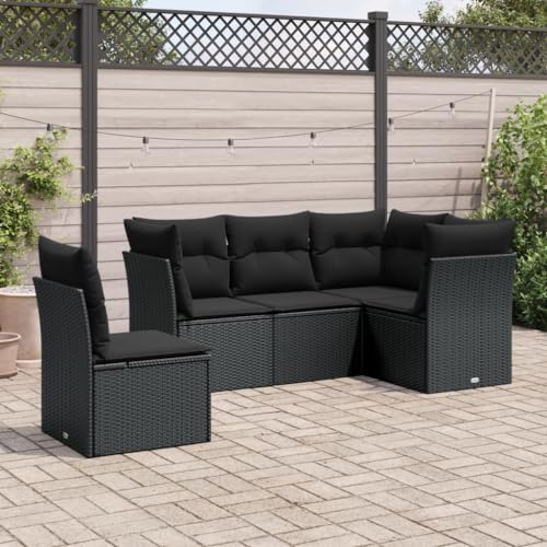 FUDUGEHMIOFWFJJ Gartenbank mit Kissen Beige Poly Rattan Outdoor Gartenmöbel Set 2er Sitzbank mit Polster Garten Lounge Relax Terrasse Balkon Wetterfest Bequem von FUDUGEHMIOFWFJJ