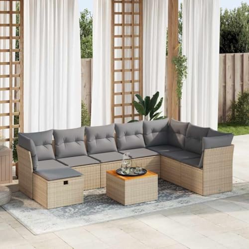 FUDUGEHMIOFWFJJ Gartenbank mit Kissen Braun Poly Rattan Outdoor Gartenmöbel Set 2-Sitzer Bank mit Polster Garten Lounge Relax Sitzbank für Terrasse Balkon Garten von FUDUGEHMIOFWFJJ