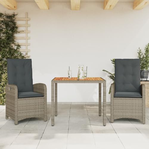 FUDUGEHMIOFWFJJ Gartensessel mit Fußteil Verstellbar Beige Poly Rattan, Lounge Chair with Adjustable Footrest, Comfortable Garden Relax Chair for Terrace, Balcony, Outdoor, Weatherproof PE Wicker von FUDUGEHMIOFWFJJ