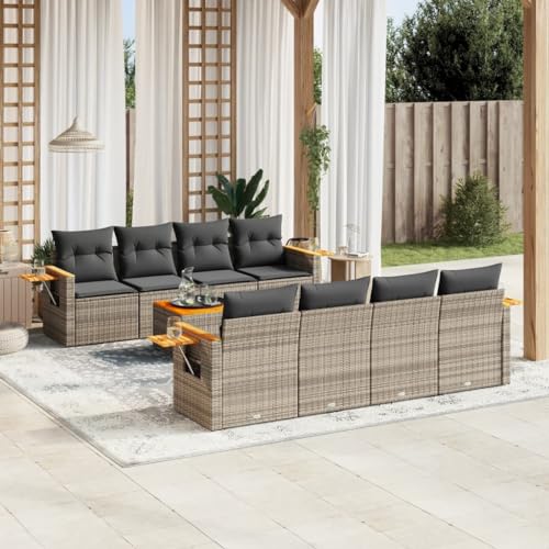 FUDUGEHMIOFWFJJ Gartensessel mit Kissen Verstellbar Hellgrau Poly Rattan, Lounge Chair with Cushion Adjustable for Garden Patio Balcony, Comfortable Outdoor Relaxation Furniture von FUDUGEHMIOFWFJJ
