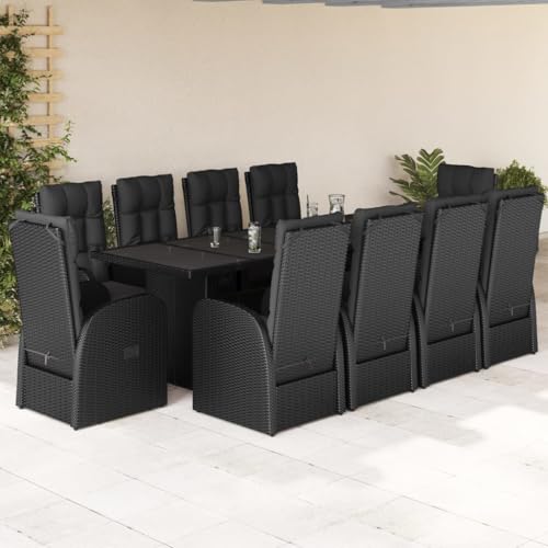 FUDUGEHMIOFWFJJ Gartenstühle 2 STK. Schwarz Outdoor Gartenmöbel Set aus Massivholz Akazie und Poly Rattan, Wetterfest und Stabil, Lounge Stühle für Terrasse Garten Balkon von FUDUGEHMIOFWFJJ