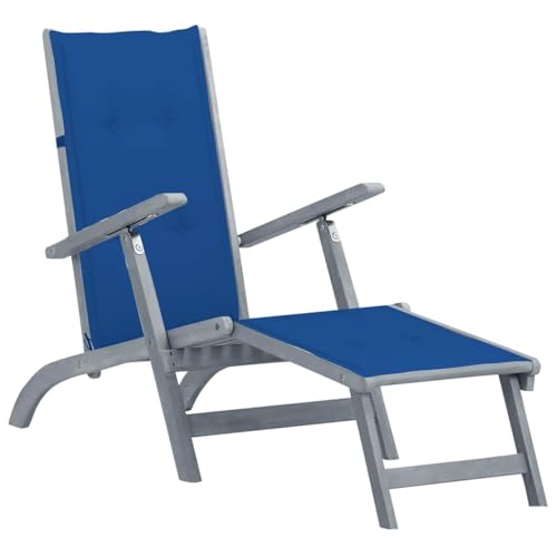 FUDUGEHMIOFWFJJ Gartenstühle 6 STK. mit Blauen Kissen aus Massivholz Teak, Outdoor Gartenmöbel Set für Terrasse und Balkon, Wetterfest & Bequem von FUDUGEHMIOFWFJJ