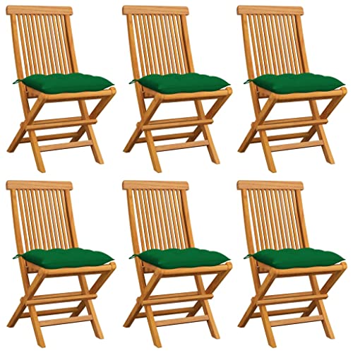 FUDUGEHMIOFWFJJ Gartenstühle Set aus Massivholz Teak mit Hellgrünen Kissen 3 STK. Outdoor Gartenmöbel für Terrasse Balkon, Wetterfest & Bequem, Modernes Design von FUDUGEHMIOFWFJJ
