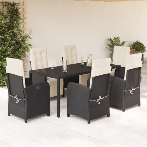 FUDUGEHMIOFWFJJ Gartenstühle Set of 2 Black Poly Rattan Chairs Outdoor Patio Furniture Modern Garden Chairs with Comfortable Cushion Weatherproof Lightweight Stackable von FUDUGEHMIOFWFJJ