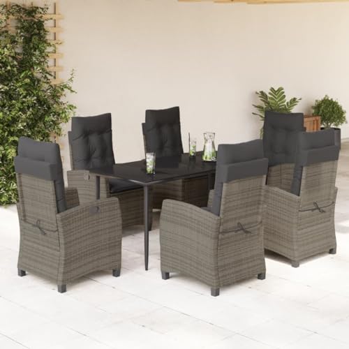 FUDUGEHMIOFWFJJ Gartenstühle mit Kissen 2 STK. Hellgrau Poly Rattan Outdoor Gartenmöbel Set für Terrasse Balkon Garten, Wetterfest & Bequem mit Polster, Modernes Design von FUDUGEHMIOFWFJJ