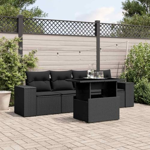FUDUGEHMIOFWFJJ Gartenstühle mit Kissen 4 STK. Grau Poly Rattan Set Outdoor Gartenmöbel Lounge Stühle mit Polster für Terrasse Balkon Garten Relax Komfortabel Wetterfest von FUDUGEHMIOFWFJJ