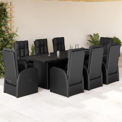 FUDUGEHMIOFWFJJ Gartenstuhl Verstellbar 4 STK. Schwarz Massivholz Akazie Outdoor Gartenmöbel Set Hochwertige Holzstühle mit Verstellbarer Rückenlehne für Terrasse Balkon Garten von FUDUGEHMIOFWFJJ