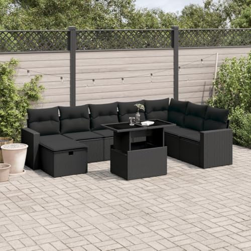 FUDUGEHMIOFWFJJ Hängesessel mit Kissen Schwarz 63x62x40 cm Poly Rattan - Bequemer Outdoor Hängestuhl mit Polster, Gartenstuhl für Balkon, Terrasse, Loungebereich von FUDUGEHMIOFWFJJ