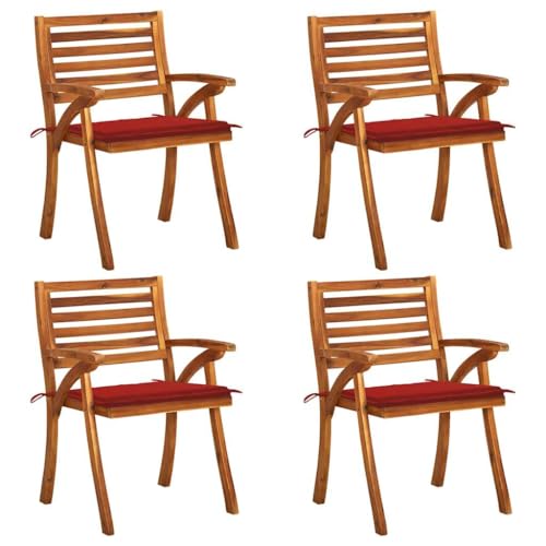 FUDUGEHMIOFWFJJ Klappbare Gartenstühle 4er Set aus Massivholz Akazie mit Polsterkissen, Faltbare Holzstühle für Terrasse Garten Balkon, Outdoor Camping Picknick, robust & bequem von FUDUGEHMIOFWFJJ