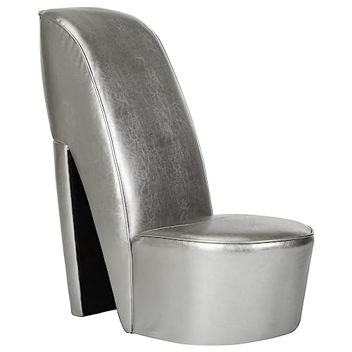 FUDUGEHMIOFWFJJ Lounge Sessel,XXL sitzsack,schaukelstuhl,Stuhl in Stöckelschuh-Form Silbern Kunstlederrelaxsessel,lesesessel,Sessel,stillsessel, von FUDUGEHMIOFWFJJ