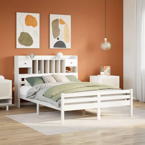 FUDUGEHMIOFWFJJ Metall holzbett futonbett klappbett Massivholzbett mit Regal ohne Matratze 160x200 cm KieferGeeignet für Schlafzimmer von FUDUGEHMIOFWFJJ