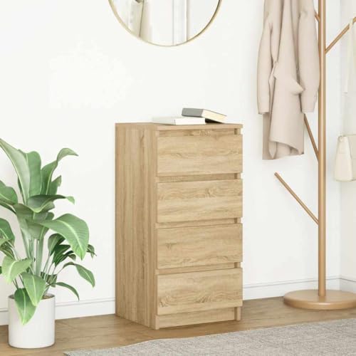 FUDUGEHMIOFWFJJ Nachttisch Sonoma-Eiche Nightstand with Storage Drawer, 39x35x65 cm Wood Particle Board Bedside Table for Bedroom, Modern Design with Elegant Finish von FUDUGEHMIOFWFJJ
