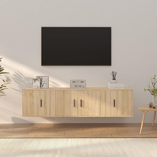 FUDUGEHMIOFWFJJ Sideboard Wohnzimmer,tv Board,3-TLG. TV-Schrank-Set Sonoma-Eiche HolzwerkstoffGeeignet für Wohnzimmer, Schlafzimmer, Eingang von FUDUGEHMIOFWFJJ