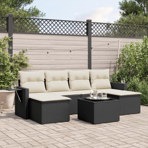 FUDUGEHMIOFWFJJ Sitzbank mit Stauraum Grau 115x51x52 cm Outdoor Gartenbank mit Kissen, Poly Rattan Sitzbank für Terrasse Balkon, Wetterfest & Bequem von FUDUGEHMIOFWFJJ