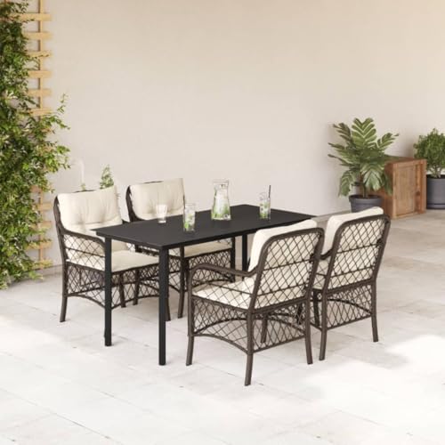 FUDUGEHMIOFWFJJ Sitzbank mit Stauraum Outdoor 115x51x52 cm Schwarz Poly Rattan Gartenbank mit Kissen, Wetterfest & Stabil für Terrasse, Balkon, Garten von FUDUGEHMIOFWFJJ