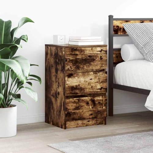 FUDUGEHMIOFWFJJ Smoked Oak Nightstands with 3 Drawers Set of 2, Bedroom Side Tables with Storage, Modern Bedside Cabinets 39x35x65 cm for Bedroom Living Room von FUDUGEHMIOFWFJJ