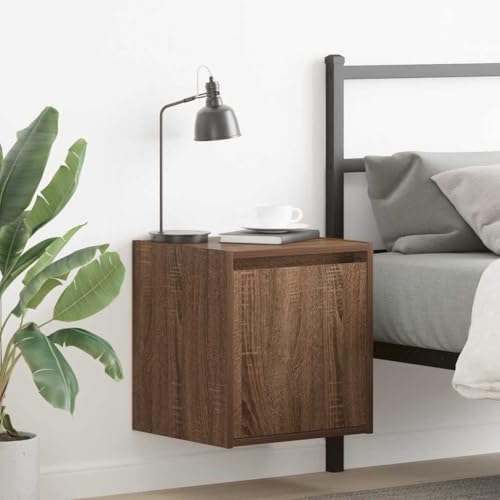 FUDUGEHMIOFWFJJ Wall Mounted Nightstand Brown Oak Look 38x34x40 cm Bedside Table with Storage Shelf Space Saving Design for Bedroom Living Room von FUDUGEHMIOFWFJJ