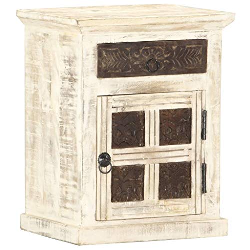 FUDUGEHMIOFWFJJ White Nightstand Set of 2 with Storage Shelves, Modern Bedside Table 40x35x47.5 cm for Bedroom, Durable Engineered Wood Night Stand with Easy Assembly von FUDUGEHMIOFWFJJ