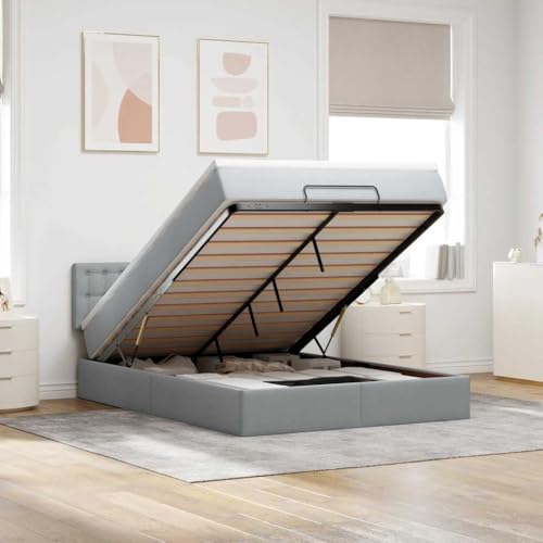 FUDUGEHMIOFWFJJ betten, bettrahmen & lattenroste futonbett Bette kopfteil bettOttoman-Bett mit Matratze & LEDs Dunkelbraun 160x200 cm StoffGeeignet für Schlafzimmer von FUDUGEHMIOFWFJJ