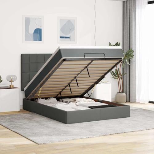FUDUGEHMIOFWFJJ bettgestell Bed Frame betteOttoman-Bett mit Matratze & LEDs Dunkelbraun 120x190 cm StoffGeeignet für Schlafzimmer von FUDUGEHMIOFWFJJ