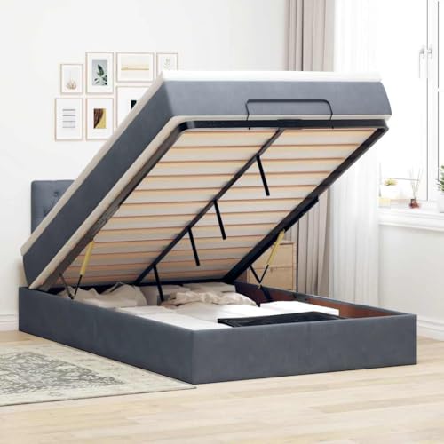 FUDUGEHMIOFWFJJ bettgestell bettrahmen Bed Frame bedOttoman-Bett mit Matratze & LEDs Dunkelbraun 120x190 cm StoffGeeignet für Schlafzimmer von FUDUGEHMIOFWFJJ