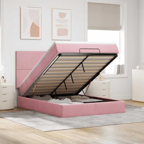 FUDUGEHMIOFWFJJ bettrahmen Bett mit matratze klappbett kopfteil bettOttoman-Bett mit Matratze & LEDs Schwarz 120x200 cm SamtGeeignet für Schlafzimmer von FUDUGEHMIOFWFJJ