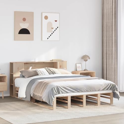FUDUGEHMIOFWFJJ bettrahmen futonbett klappbett betteMassivholzbett ohne Matratze Weiß 135x190 cm KiefernholzGeeignet für Schlafzimmer von FUDUGEHMIOFWFJJ