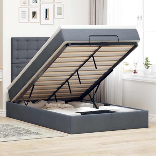 FUDUGEHMIOFWFJJ futonbett Bed Frame Metall holzbettOttoman-Bett mit Matratze Dunkelbraun 140x200 cm StoffGeeignet für Schlafzimmer FUDUGEHMIOFWFJJ futonbett Bed Frame Metall holzbettOttoman-Bett mit Matratze Dunkelbraun 140x200 cm StoffGeeignet für Schlafzimmer von FUDUGEHMIOFWFJJ
