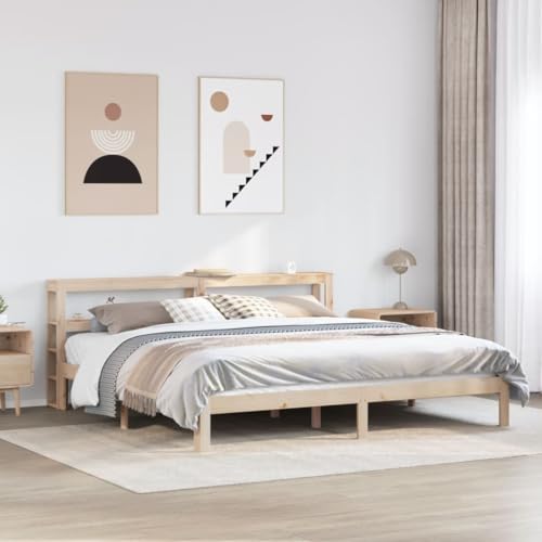 FUDUGEHMIOFWFJJ futonbett bettrahmen bettgestell Bed frameMassivholzbett ohne Matratze Weiß 140x200 cm KiefernholzGeeignet für Schlafzimmer von FUDUGEHMIOFWFJJ