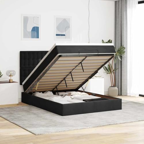 FUDUGEHMIOFWFJJ futonbett klappbett Bed Bett mit matratzeOttoman-Bett mit Matratze Dunkelgrün 120x200 cm SamtGeeignet für Schlafzimmer von FUDUGEHMIOFWFJJ
