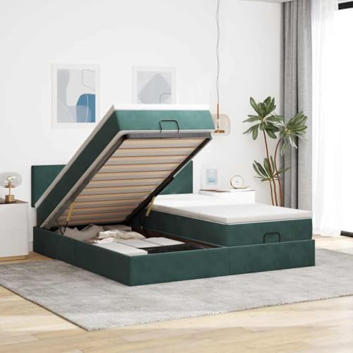 FUDUGEHMIOFWFJJ futonbett klappbett bettgestell Bed frameOttoman-Bett mit Matratzen & LEDs Hellgrau 180x200 cm StoffGeeignet für Schlafzimmer von FUDUGEHMIOFWFJJ