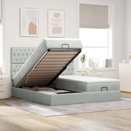 FUDUGEHMIOFWFJJ futonbett kopfteil Bett bettgestell Ottoman-Bett mit Matratzen Dunkelgrau 200x200 cm StoffGeeignet für Schlafzimmer FUDUGEHMIOFWFJJ futonbett kopfteil Bett bettgestell Ottoman-Bett mit Matratzen Dunkelgrau 200x200 cm StoffGeeignet für Schlafzimmer von FUDUGEHMIOFWFJJ