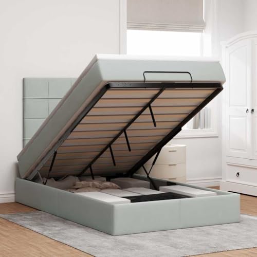 FUDUGEHMIOFWFJJ klappbett Bed Bett mit matratze futonbettOttoman-Bett mit Matratze & LEDs Rosa 90x200 cm SamtGeeignet für Schlafzimmer von FUDUGEHMIOFWFJJ